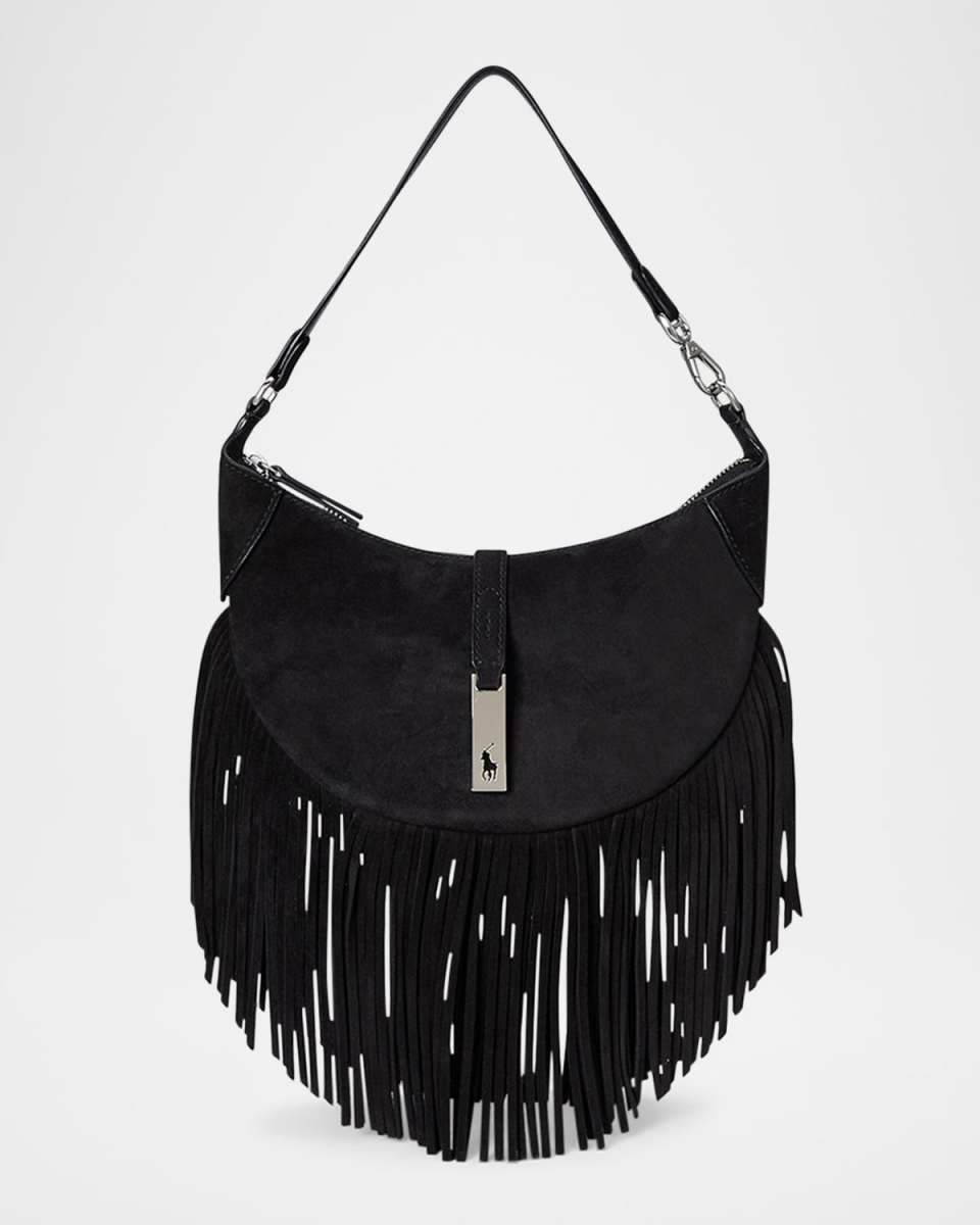 Polo ID Small Fringe Suede Shoulder Bag